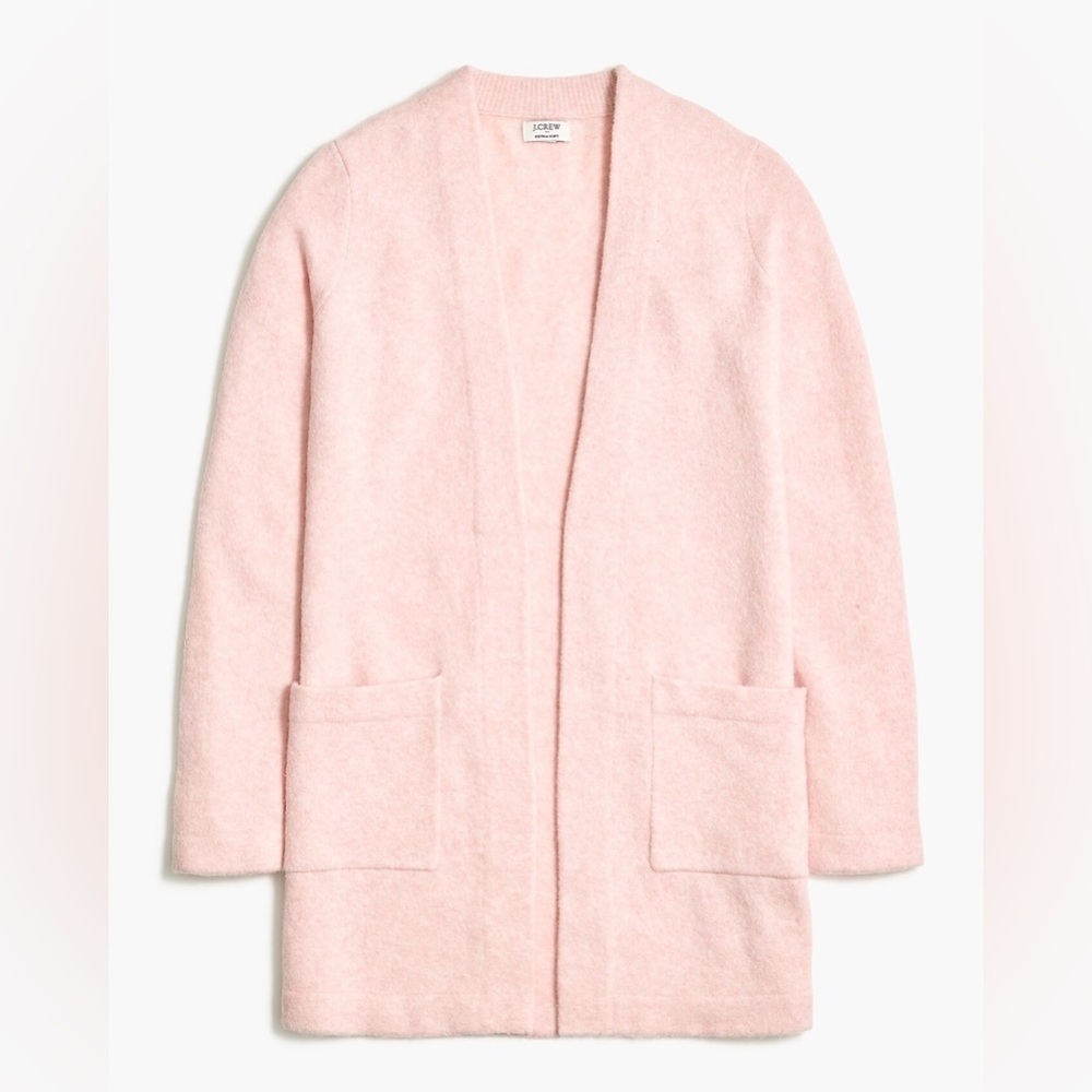 J. Crew Long Open Cardigan Sweater in Extra-Soft Yarn, Dusty Blush, Size Medium